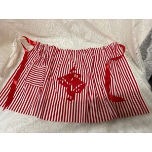 Red and White‎ Striped Christmas Holiday Half Apron with Jingle Bells